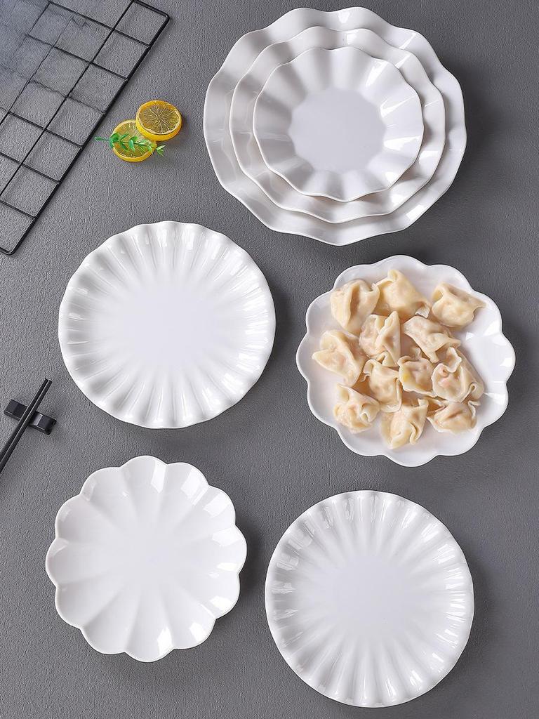 Japanese-Style Plastic Petal Plates for Restaurants - Ideal for Hot Pots, Cold Dishes, Side Dishes, Stir-Fry, and Tableware.