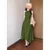 Premium green neck sling dress children's summer new seaside vacation temperament dress