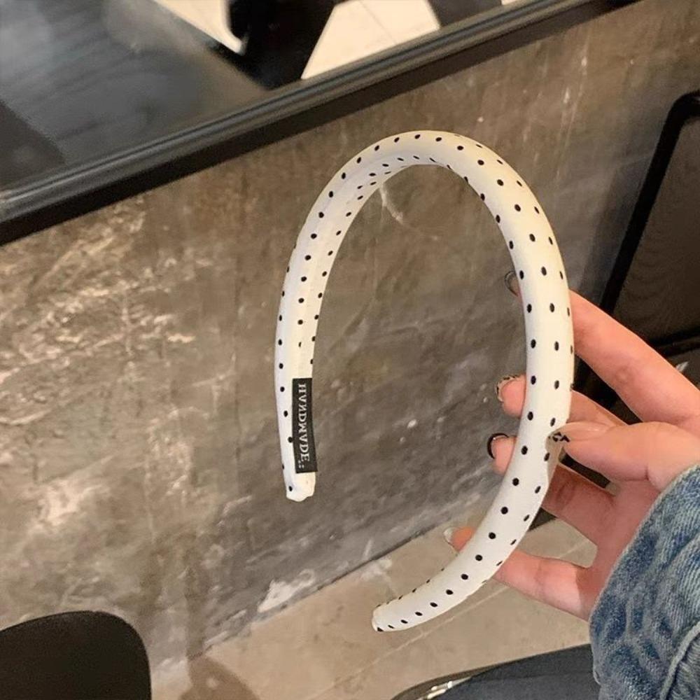 Classic Polka Dot Headband Wide-Edge Black White Girls Hair Bands Sponge Hair Accessories Elegant Hairband