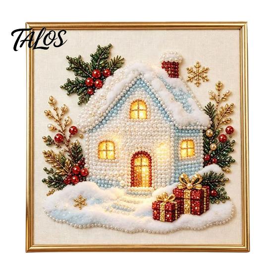 Decorative Holiday Artwork Xmas Faux Pearl Art Kit, DIY Santa Claus Painting Christmas 3D Bead for Adults Tree Reindeer Craft Set Adults, Home