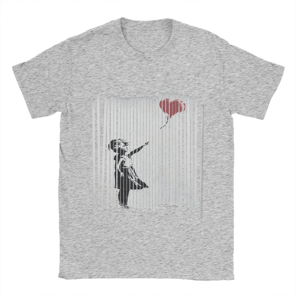 Banksy T-Shirt Sommer Zerrissenes Ballonmädchen Neuheit T-Shirts Herren Reine O-Ausschnitt Übergröße Kleidung Kurze Ärmel Lustiges T-Shirt
