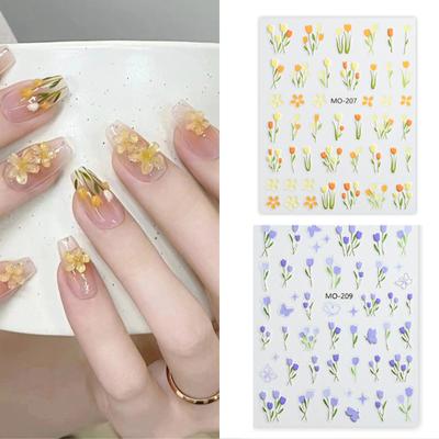 Tulpen-Nagelkunstaufkleber, Nagelabziehbilder, Blumen-Nagelaufkleber, DIY-Nagelkunst-Dekorationen, Maniküre-Aufkleber für Frauen und Mädchen