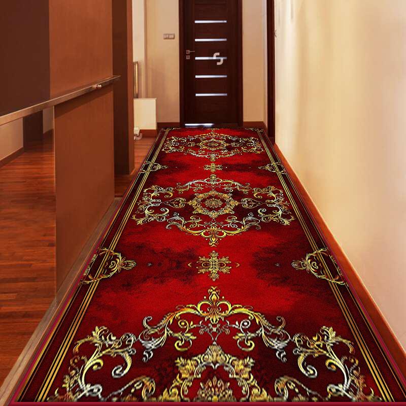 European Style Luxury Runner Hallway Carpet Decoration Hall Long Corridor Anti Slip Rugs Customizable Stairs Aisle Washable Mat