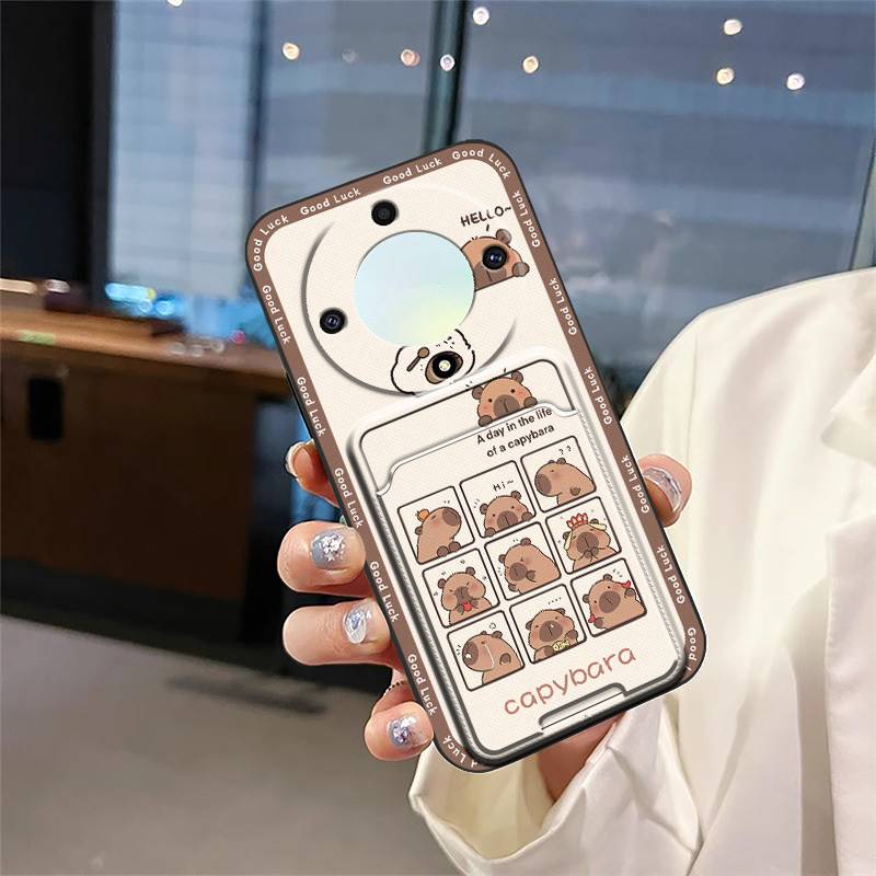 Shockproof Back Cover Phone Case For Honor X9a 5G/Magic5 Lite Card slot Dirt-resistant Silicone protective Card bag Cute
