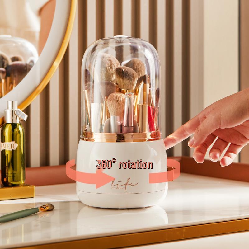Elegant Rotating Makeup Brush & Cosmetic Storage Holder