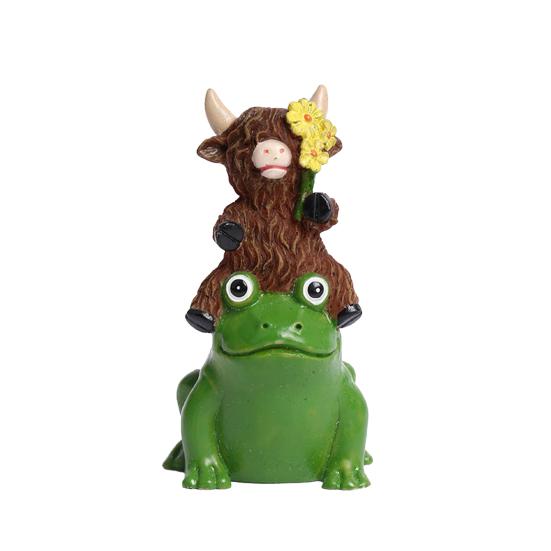 Ogród Figurka Krowy Wyżynnej Żywica Krowa Wyżynna na Grzybie/Ślimaku/Żabie Statua do Dekoracji Patio Balkon Trawnik Podwórko