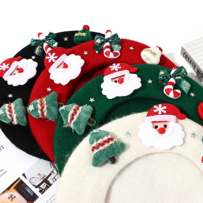Children Hats 2024 Cute Cartoon Festival Accessories Christmas Elements Winter Hats Child Warm Outwear Cap Versatile Wool Hats