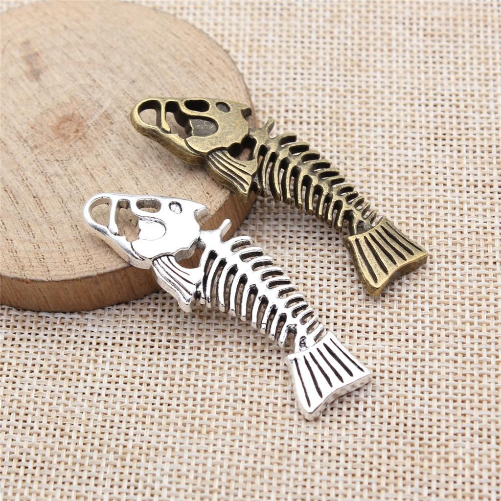 Fish Bone Charms Multi Color Alloy Pendants For Ocean Themed DIY Jewelry Accessories