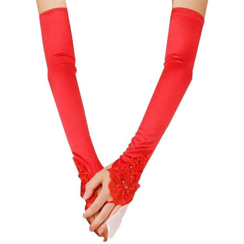 Mary O 79605 1920s glamor gloves retro prom gloves Default item красный