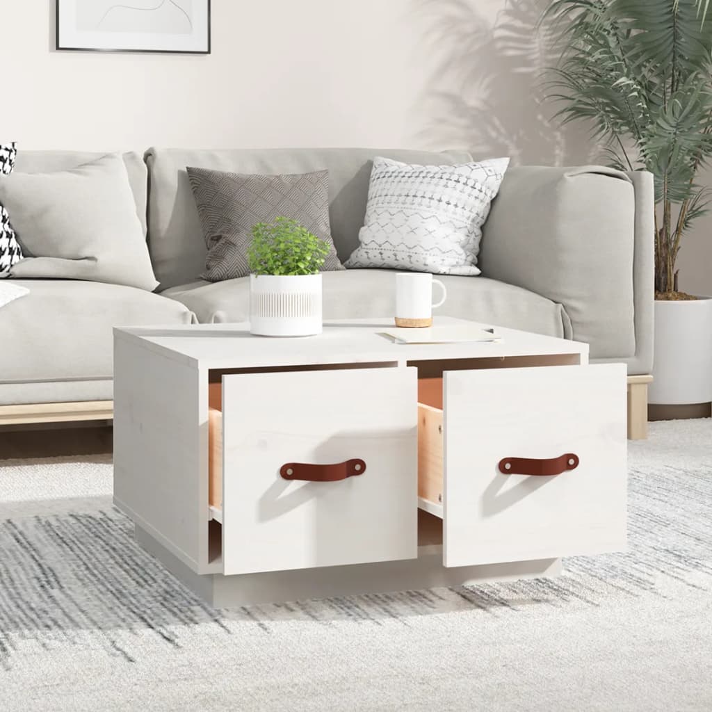  Coffee Table, White, 60x53x35 Cm, Solid Pine Wood