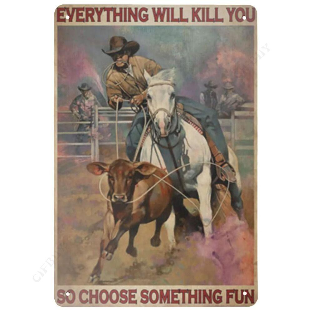 Wild West Cowboy Retro Metalen Blikbord Wanddecoratie 20x30cm