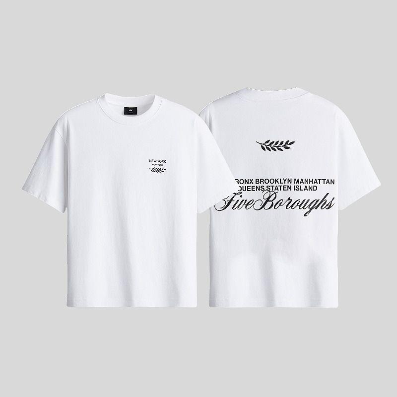 

HM Men s and Women s T-shirt 2025 Autumn New Arrival Print Cotton Drop Shoulder Loose Short Sleeve Couple s Tops 1227157 White/New York 170/92