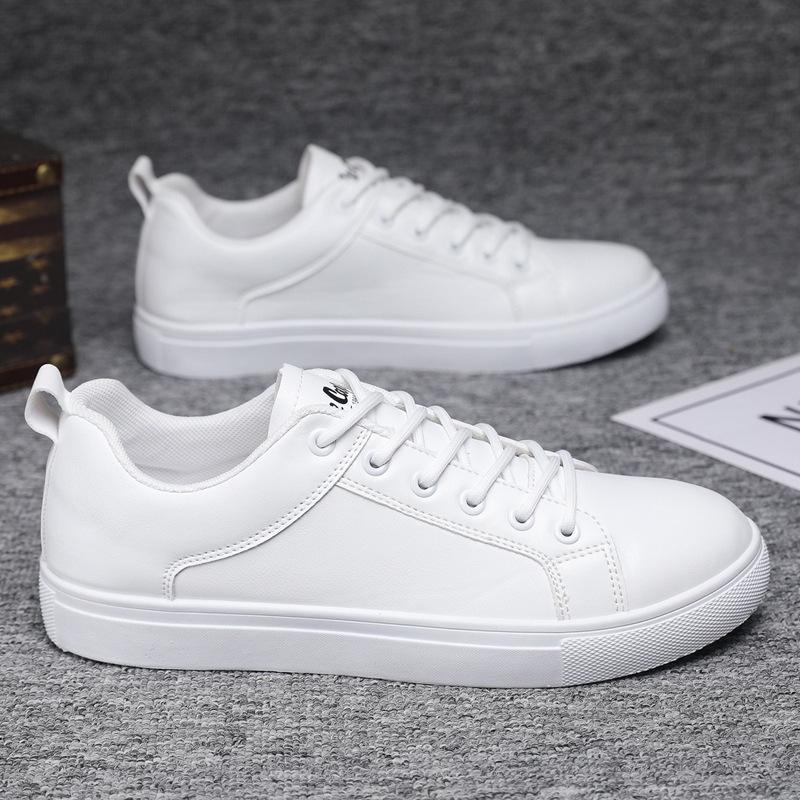 2024 Summer Checkerboard Men's Extra Large White PU Leather Sneakers