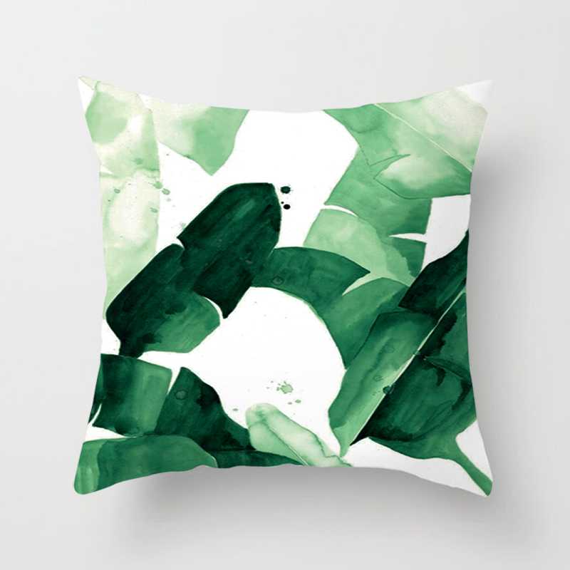 Summer Decor Pillow Cushion Cover Palm Leaf Green Home Decor Pillow Cover Tropical Plant Cactus Monstera