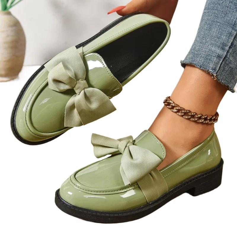 Women Plus Size High Heels Classics Office Career Pumps Bow Tie Round Toe Slip On Shoes Comfortable