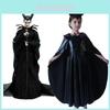Captivating Maleficent Sorceress Evil Queen Girls Fancy Dress Halloween Costume With Horned Headwear