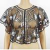Short Mesh Shawl For Formal Clothes Feature Secure Sequins Detail Soft Polyester Cover Up Easy To Fold And Carry