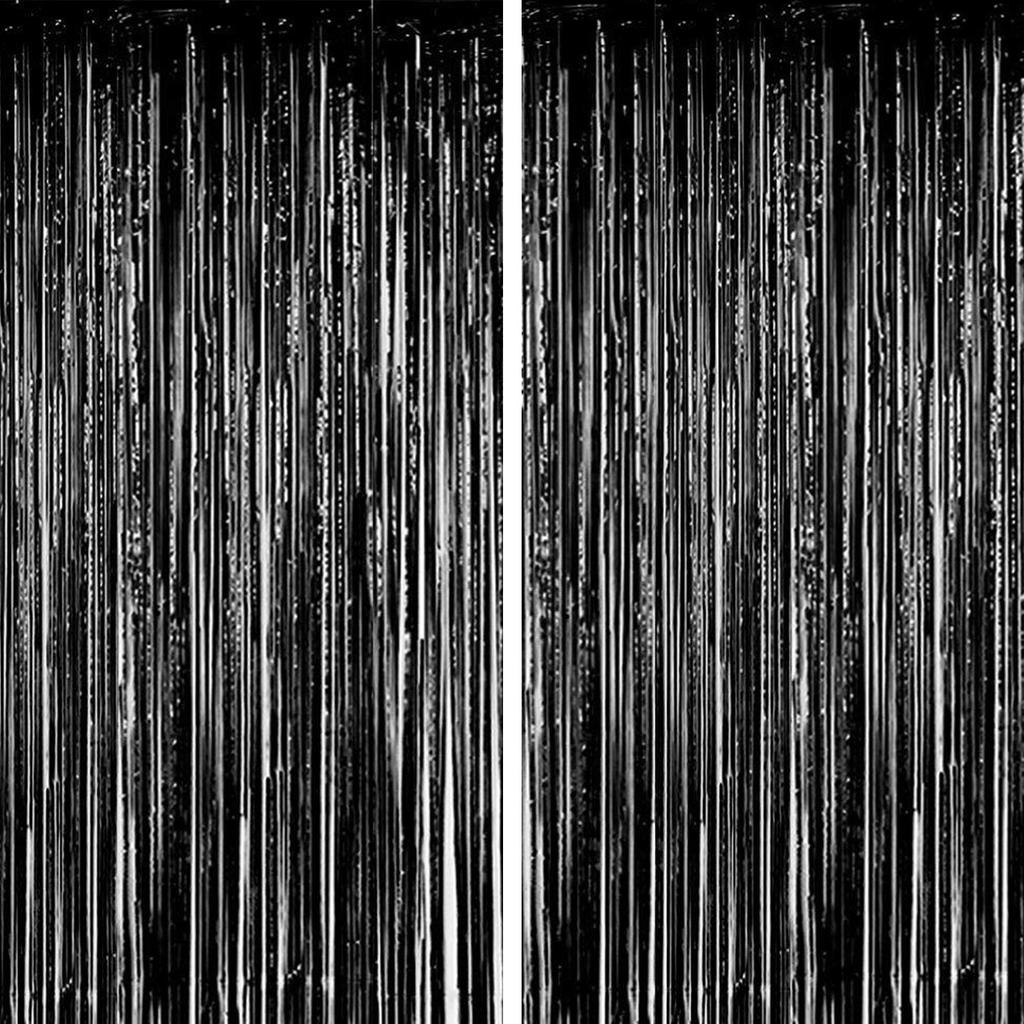 Lametta Folien Fransen Vorhänge 3,3x8,2 Fuß, 2er-Pack Metallische Lametta Streamer Vorhänge Hintergrund Fotokabinen Requisiten