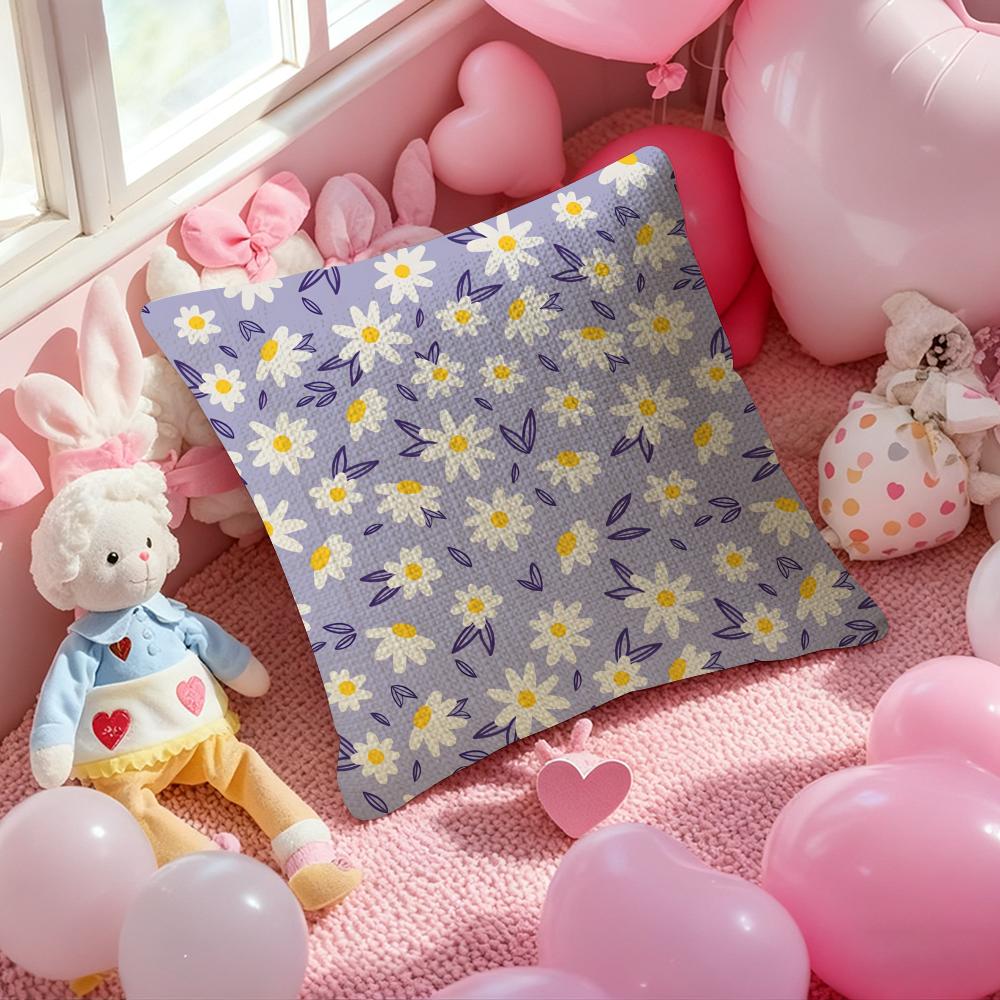 Floral Pattern Cushion Cover Natural Linen Pillow Case Double-Sided Print Decorative Sofa Pillowcase Home Decor Gift