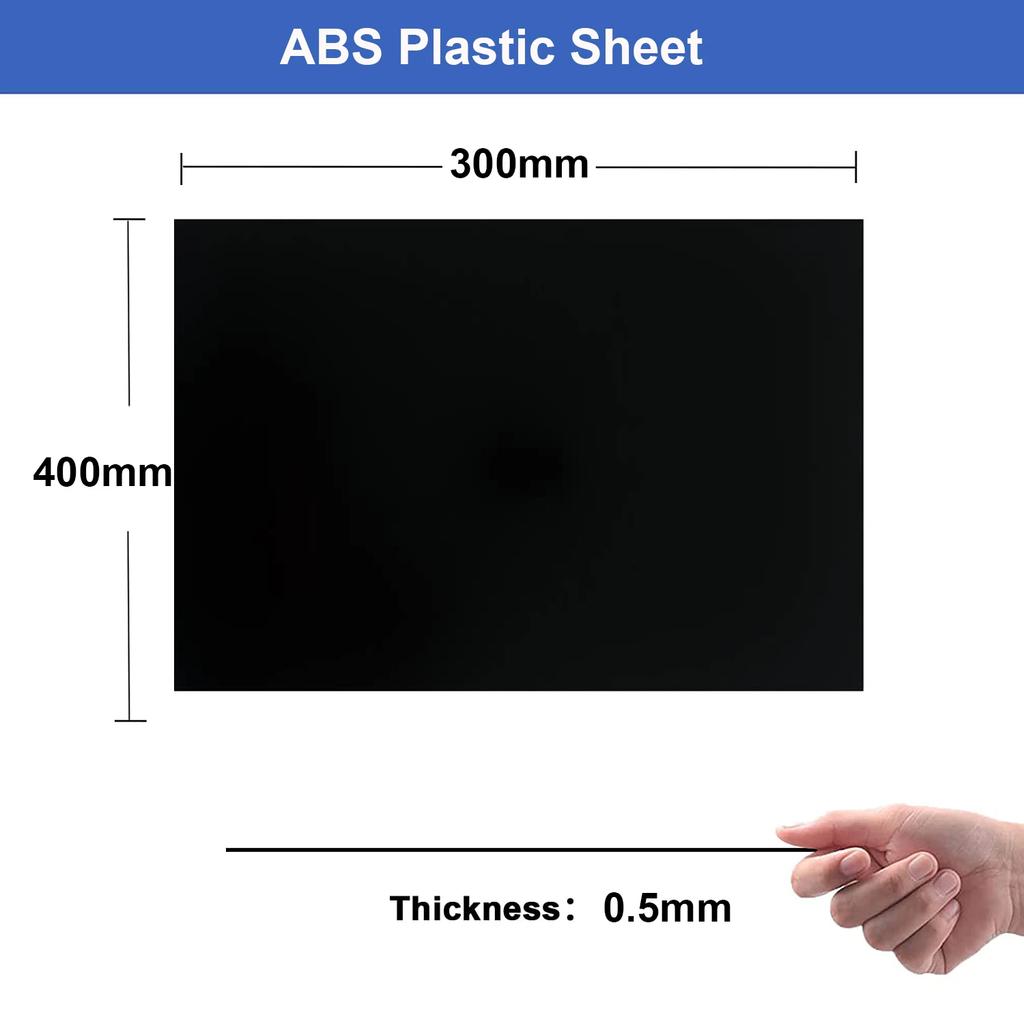 1-5 peças espessura 0,5mm/1mm/1mm/1,5mm/2mm placa de plástico abs branca/preta folha de modelo material de modelo DIY peças de material 100x100mm