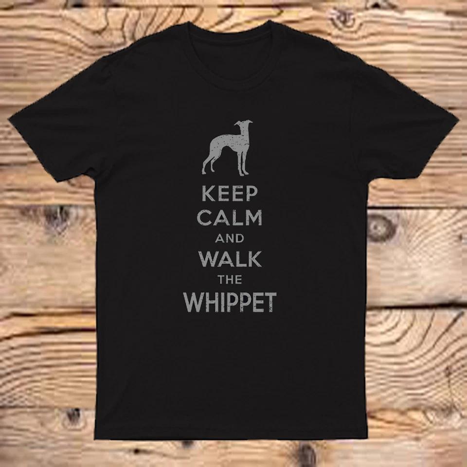Keep Calm & Walk The Whippet Dog Lover Funny Tee Mens T-shirt #AV M