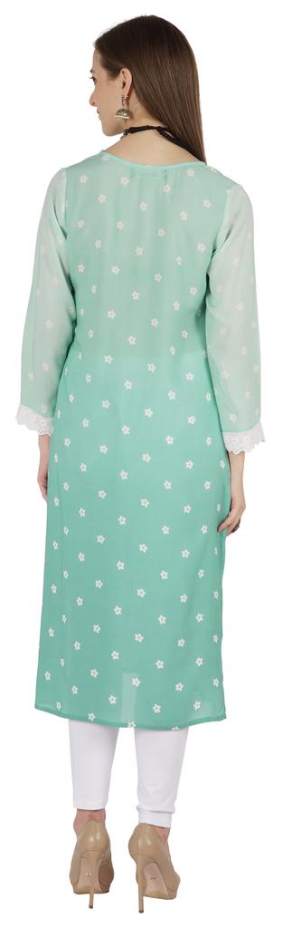 Bimba Printed  Designer  Kurta  For Womens Straight Kurti V-Neck Ethnic  Traditional  Wear - Cotton