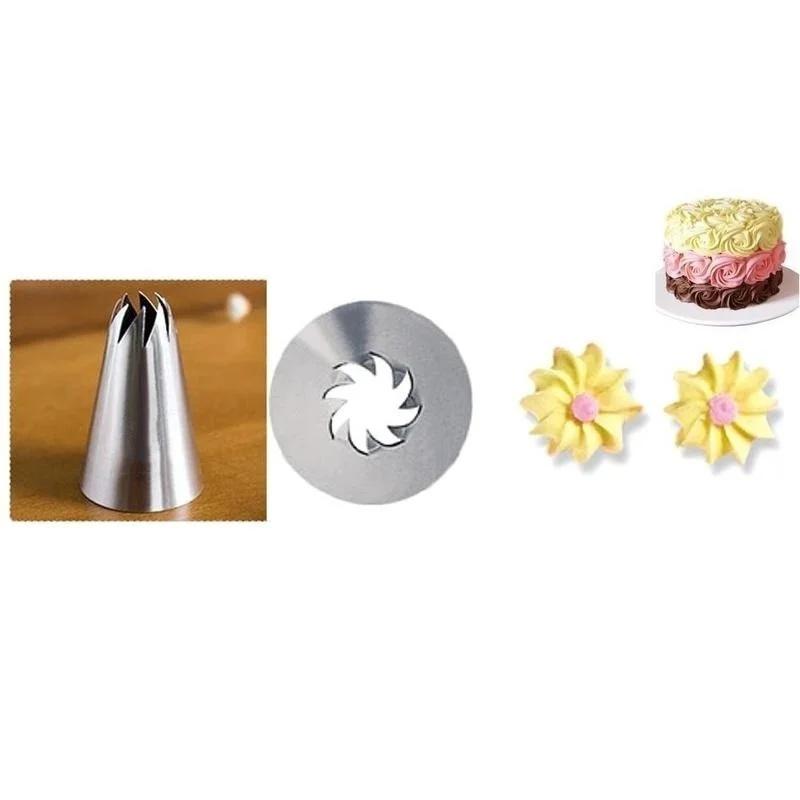 3 stk/sett Skjev 8-tanns Rustfritt Stål Smør Biaohua Munn Ett Steg Rosemunn Husholdningskjøkken Baking Krem Formingsverktøy