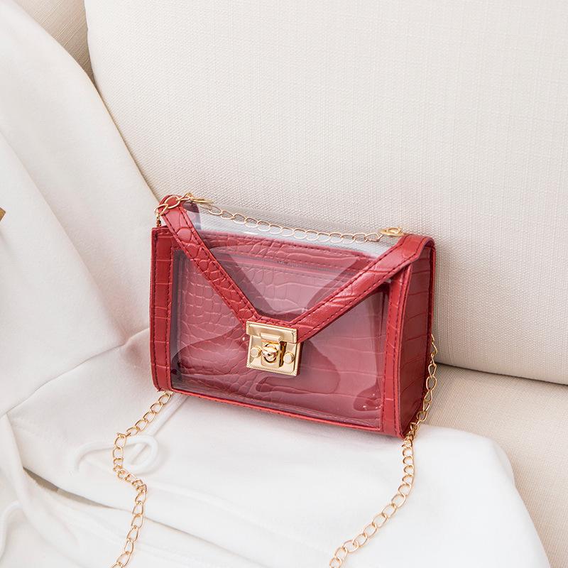Guangzhou Women's Bag Fashionable Personalized Lock Chain Crocodile Pattern Jelly Mother Bag Small Square Bag Tide