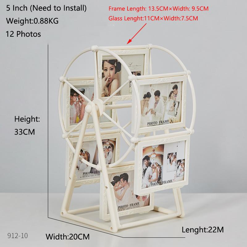 5 Inch Classical Retro 360 Degree Rotation Ferris Wheel Photo Frame Romantic Unassembled DIY Pictures Frame Home Windmill Decor