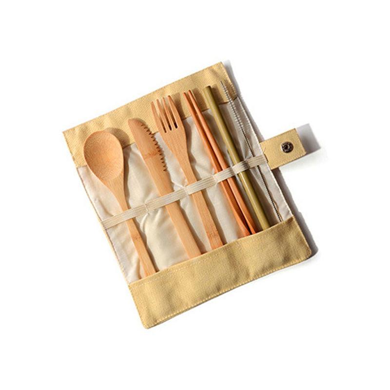 Wooden Spoons And Chopsticks Bamboo Cutlery Set Bamboo Knife Fork And Spoon Student Cutlery, Outdoor Wooden Portable Set