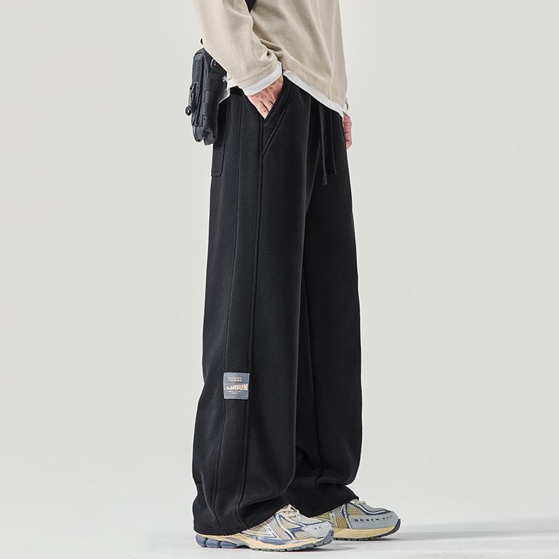 Sweatpants Men's Autumn and Winter New Trendy Versatile Loose Wide-leg Drape Straight Elastic Waist Knitted Casual Trousers