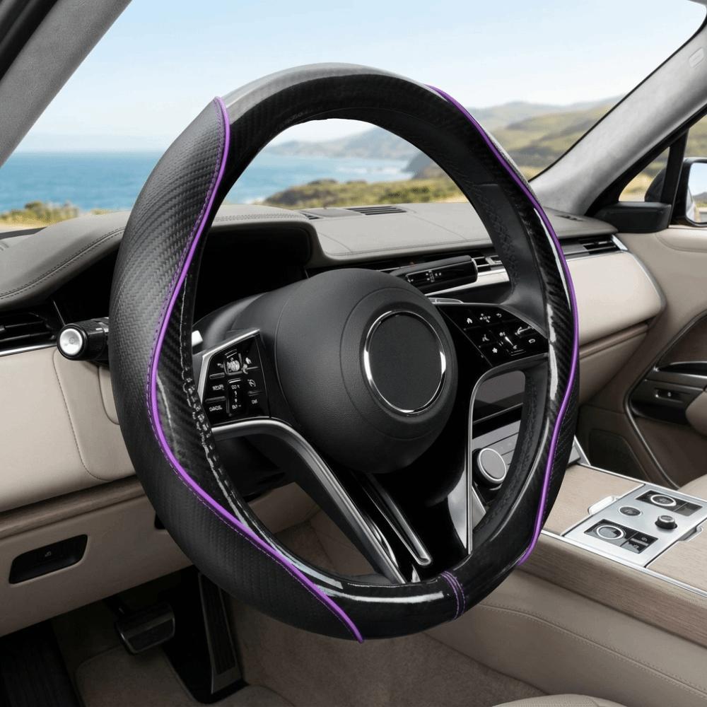 Leather Splicing Steering Wheel Cover Carbon Fiber Pattern Auto Steering Wheel Cover Car Interior