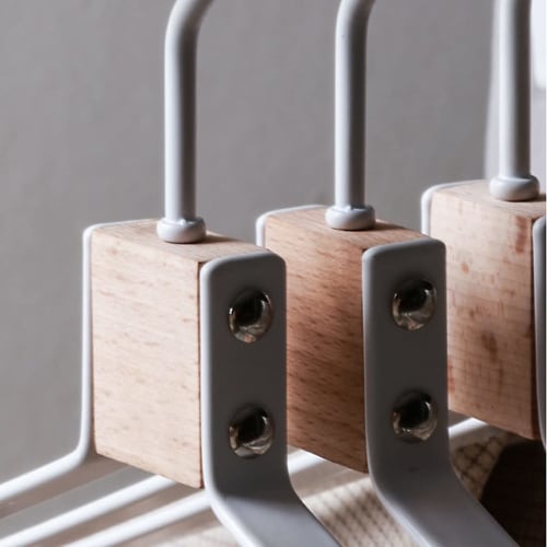 5 Premium Wood Skirt Hangers with Adjustable Clips, Coat Hangers (Black)