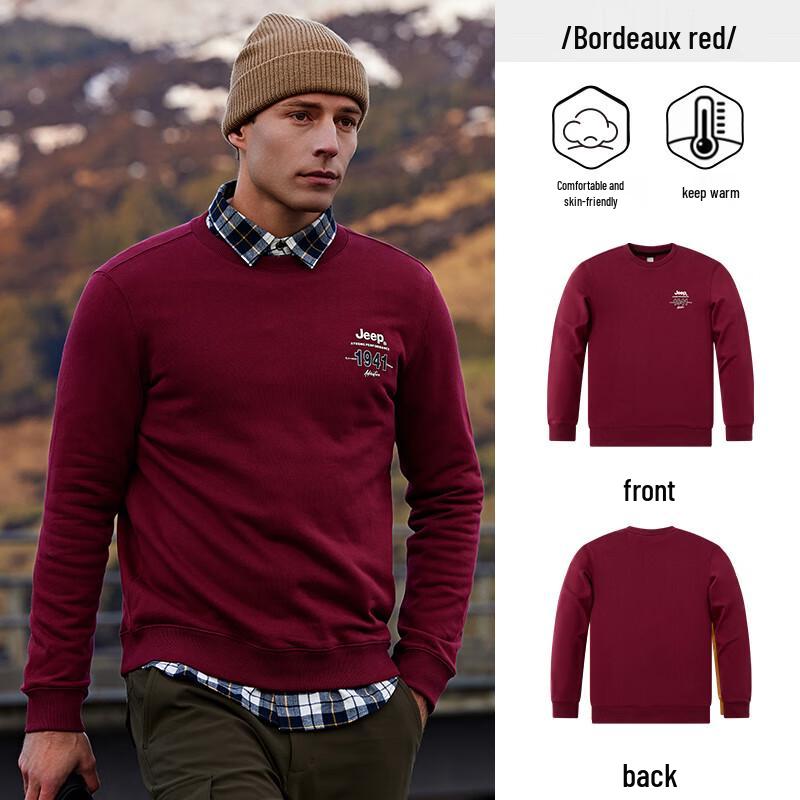 JEEP Unisex Pure Cotton Long-Sleeve Pullover Sweatshirt