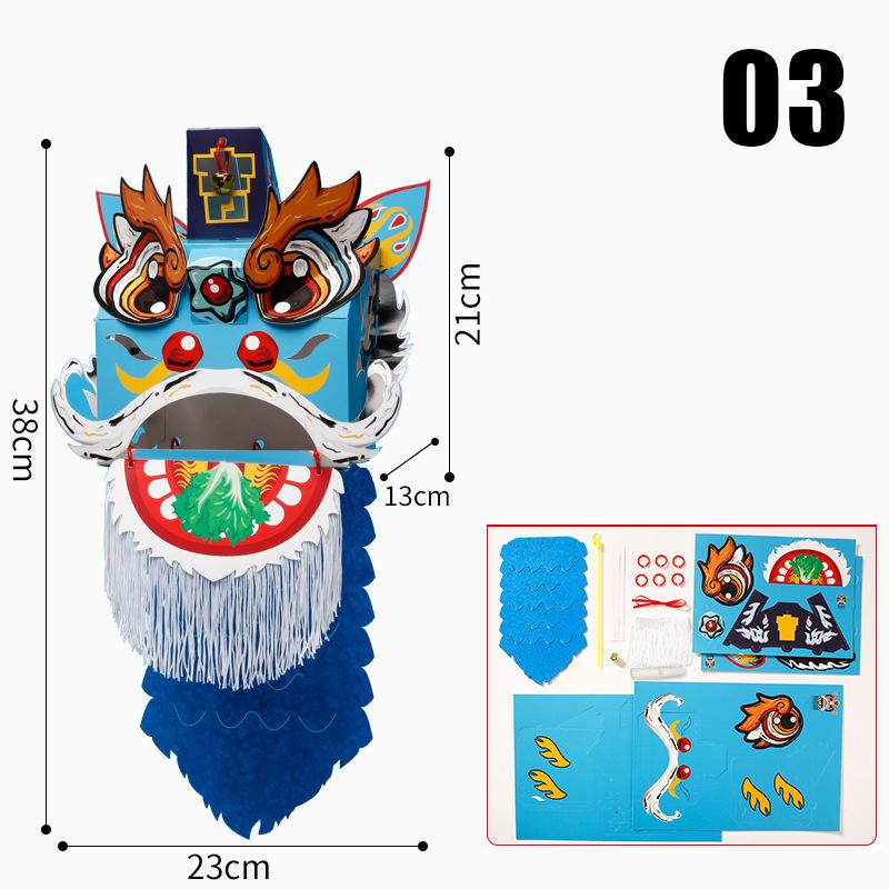 China Löwe Drachenboot Tanz Laterne DIY Bastelmaterial Unfertige Löwentanz Kopfbedeckung Neujahr Mondfest Dekoration