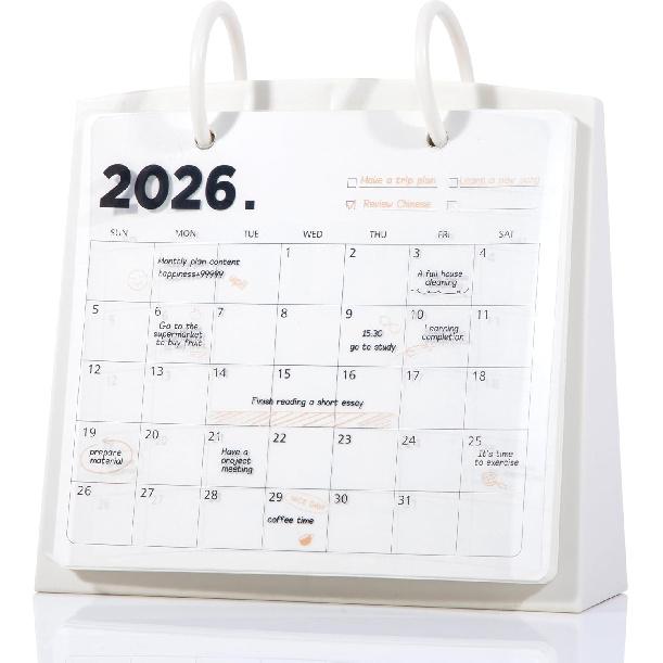 Aesthetic Desk Calendar 2026 Dec 2025-Dec 2026-13 Month Month Standing Flip Calendar for women, Desk Calendar 2025-2026 with Month Plan for Women’s белый