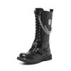 Winter autumn men's long boots the trend within increasing motorcycle boots high military boots leather high black boots D475