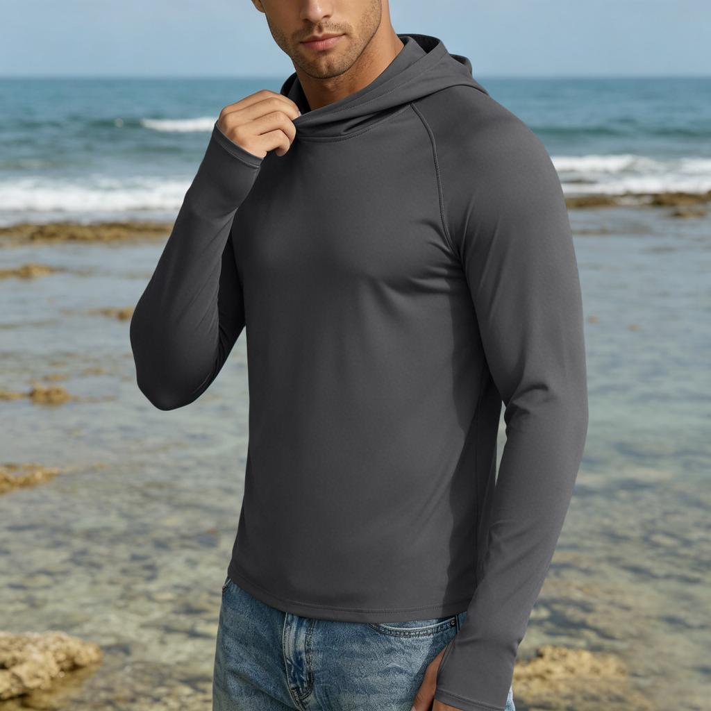Herren UPF50 Plus Sonnenschutz Hoodie Schnelltrocknend Langarm Leichter Pullover für Outdoor-Aktivitäten Sport Reisen