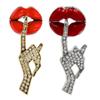 Modny Wyrafinowany Pin do Klapy Marynarki w Kształcie Ust z Wzorem Kapiącego Oleju Kontrastowe Akcesorium na Przyjęcia Kostiumy