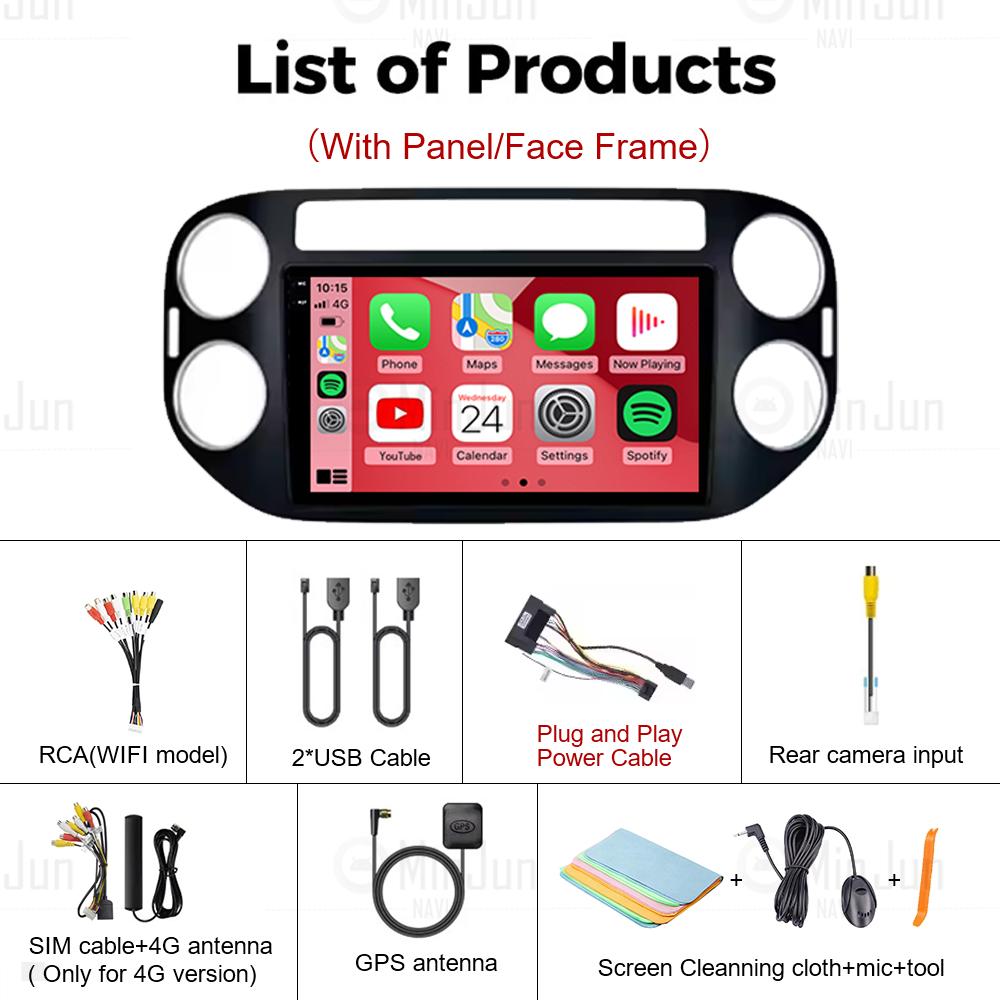 Radio Auto Android 14 Pentru Volkswagen VW Tiguan Spate 2006 - 2016 Golf Plus Wireless Carplay Auto Car DSP Stereo Player Multimedia