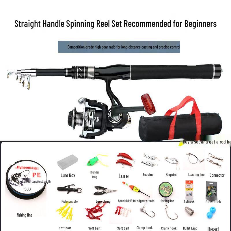 Portable Carbon Fiber Telescopic Mini Lure Rod & Baitcasting Reel Set for Long Cast