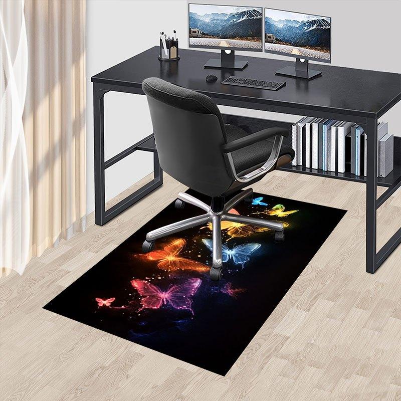 Colorful Glowing Butterfly Phone WallpaperOffice Mat Home Decor Office Desk Chair Rugs Chair Carpet for Office Chair Mat Gift For Halloween