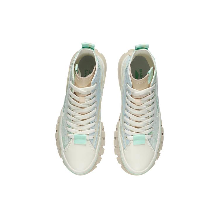 New LiNing Wave Casual Shoes Women's High Top Verdant Leaf Green/Radiant Blue AZGS004-1