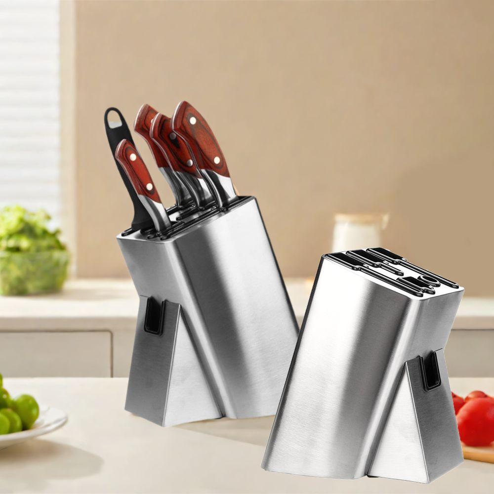

Floor-Standing Knives Storage Rack Drainage Knives Holder Organizer Kitchen Supplies срібний
