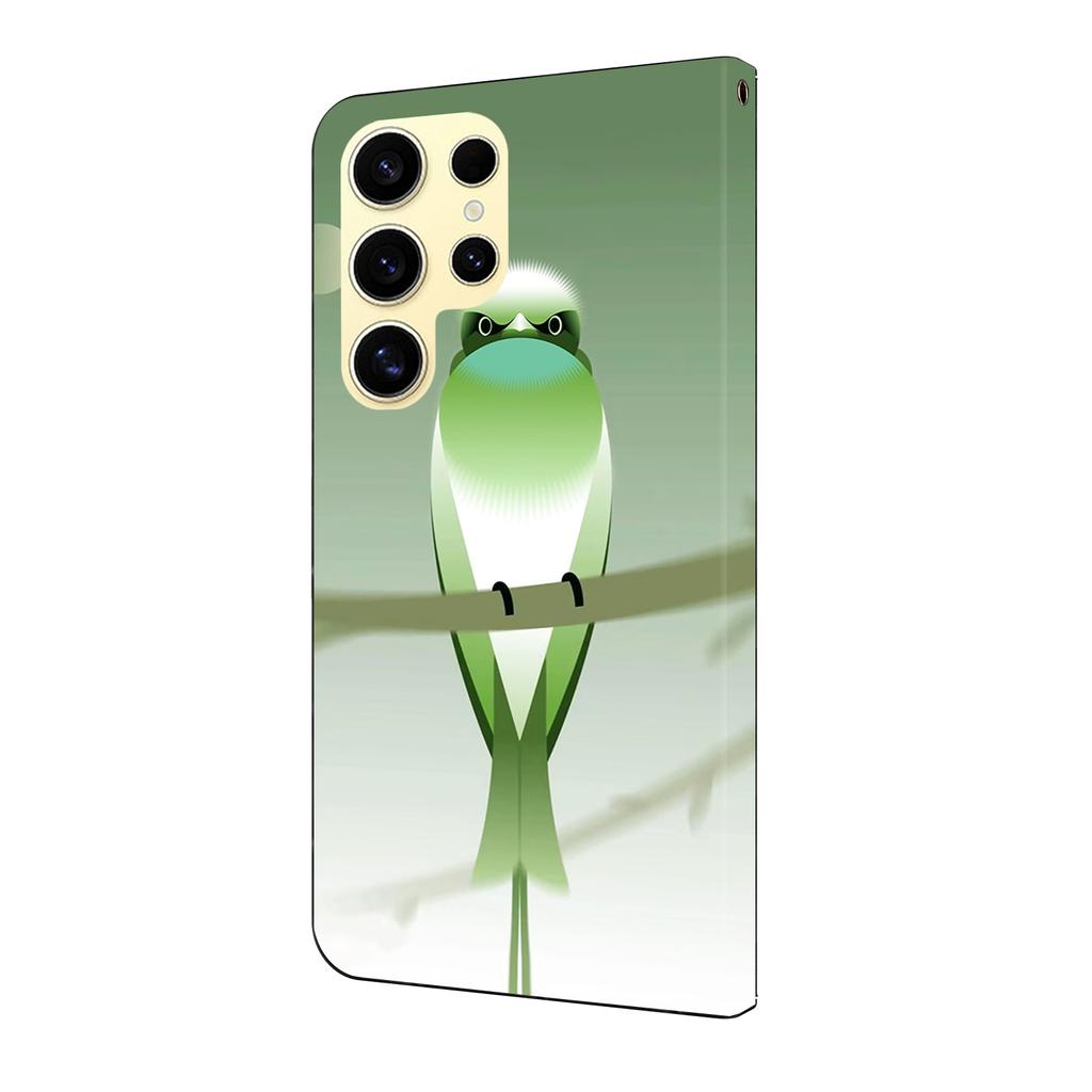 Green Bird Pattern PU Leather Book Case for iPhone Samsung Huawei Honor Google Redmi Xiaomi LG Motorola Sony Nokia Oneplus Oppo