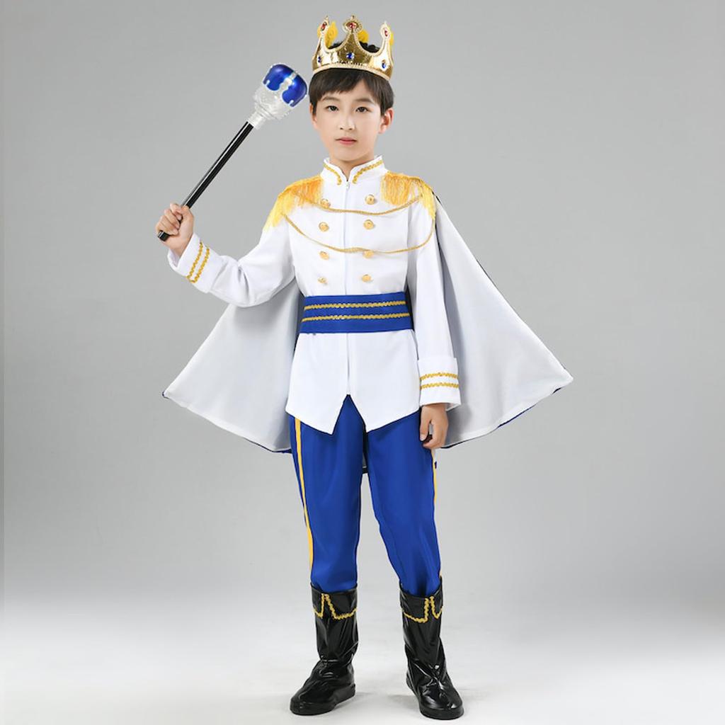 CSILOVEE Prince Halloween Set for Perfect for School Cultural and Parties Kids' Costume, 7-Piece (110cm), Boys, Halloween, Christmas, Parties,