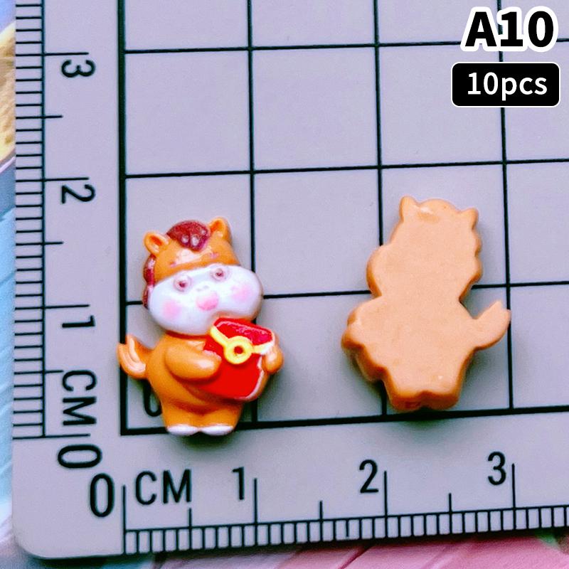 10Pcs 2026 The Year Of Horse Accessories Nail Art Charms Horse Yuanbao Lucky Bag Design Resin Nail Art Rhinestion Decoration