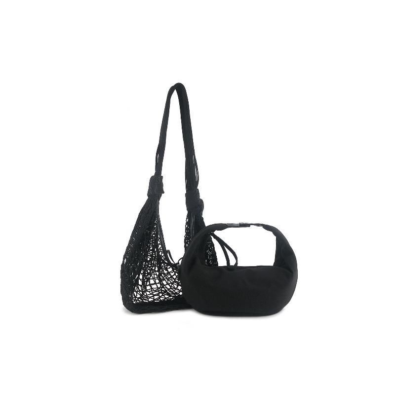 Original Lemai * e horn mesh bag Internet celebrity catwalk woven bag fashionable versatile contrasting color horn messenger bag