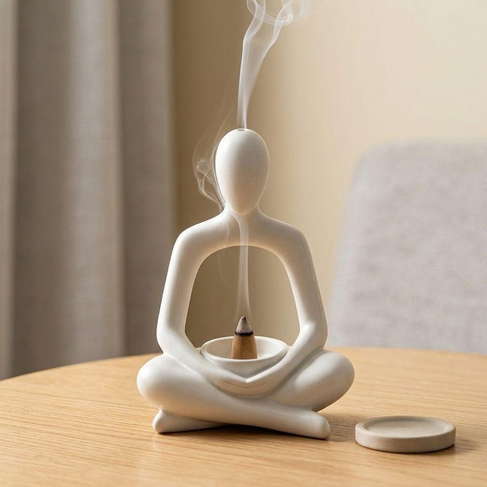 Minimalist Yoga Statue Incense Holder 3D Printed Sculpture Candle Holder Study Room