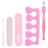 Wearable Nail Tool Kit: 5-Piece Set with Sponge, Adhesive Board, File, Cuticle Fork, Crystal Stick, Finger Separator, and Horn Brush.